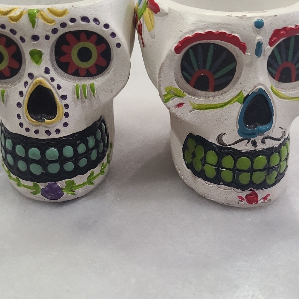 Williams Sonoma Vibrant Skull Candle Holders - Picture 6 of 6